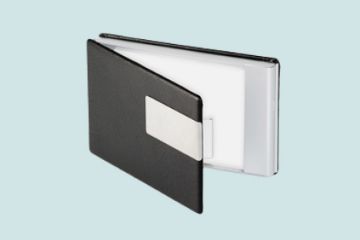 Bild von Visitenkartenetui Lederoptik - Schwarz-silber
